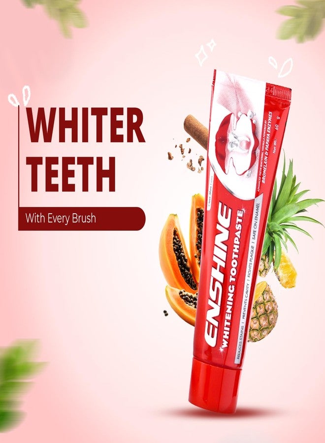 Enshine Teeth Whitening Toothpaste | With Papaya Enzyme & Bromelain | Removes Stains & Prevents Discoloration | Non-Toxic & Cruelty-Free Pack of 2 (100g each) - Image 2